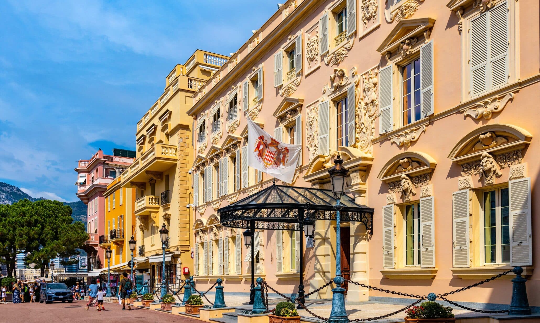Monaco luxurious waterfront area with modern apartment buildings